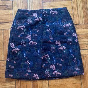 Ann Taylor Navy Floral Metallic Skirt